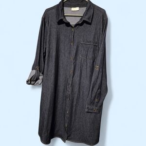 Bobbie Brooks Dark Denim Color Long Sleeve Dress With Side Pockets